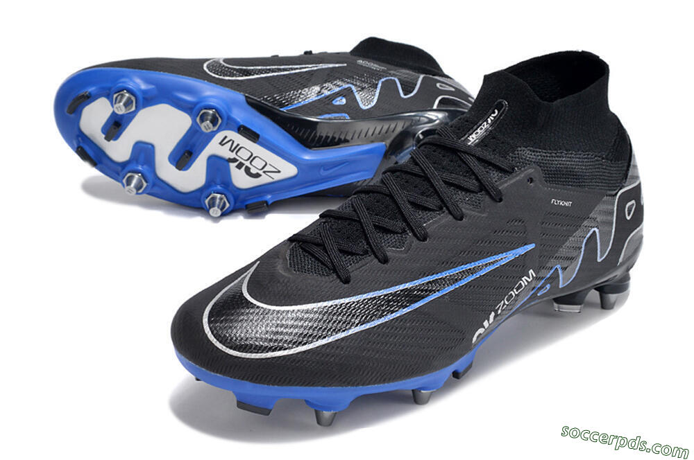 Nike Air Zoom Mercurial Superfly 9 Elite SG High-Tops Football Boots - Black/Blue/White 3