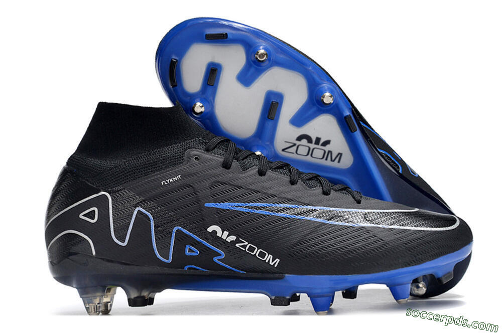 Nike Air Zoom Mercurial Superfly 9 Elite SG High-Tops Football Boots - Black/White/Blue 1