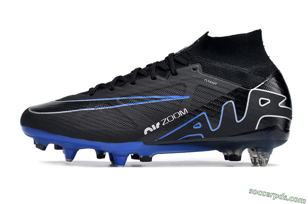 Nike Air Zoom Mercurial Superfly 9 Elite SG High-Tops Football Boots - Black/White/Blue 2