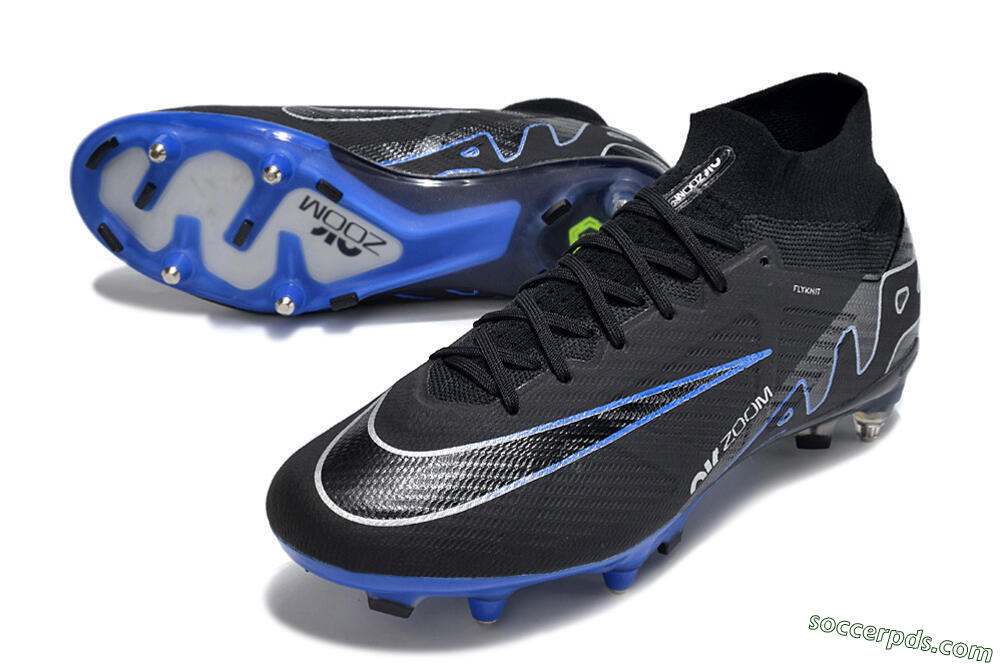 Nike Air Zoom Mercurial Superfly 9 Elite SG High-Tops Football Boots - Black/White/Blue 3