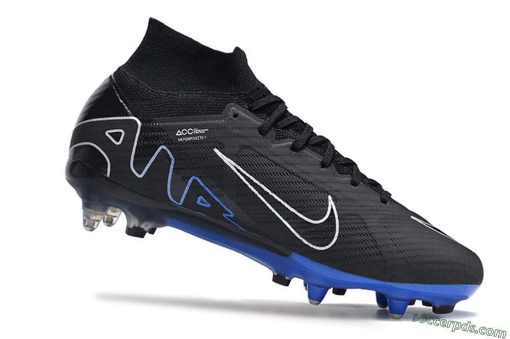 Nike Air Zoom Mercurial Superfly 9 Elite SG High-Tops Football Boots - Black/White/Blue 4