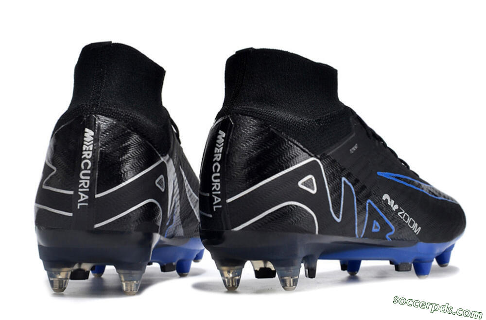 Nike Air Zoom Mercurial Superfly 9 Elite SG High-Tops Football Boots - Black/White/Blue 6