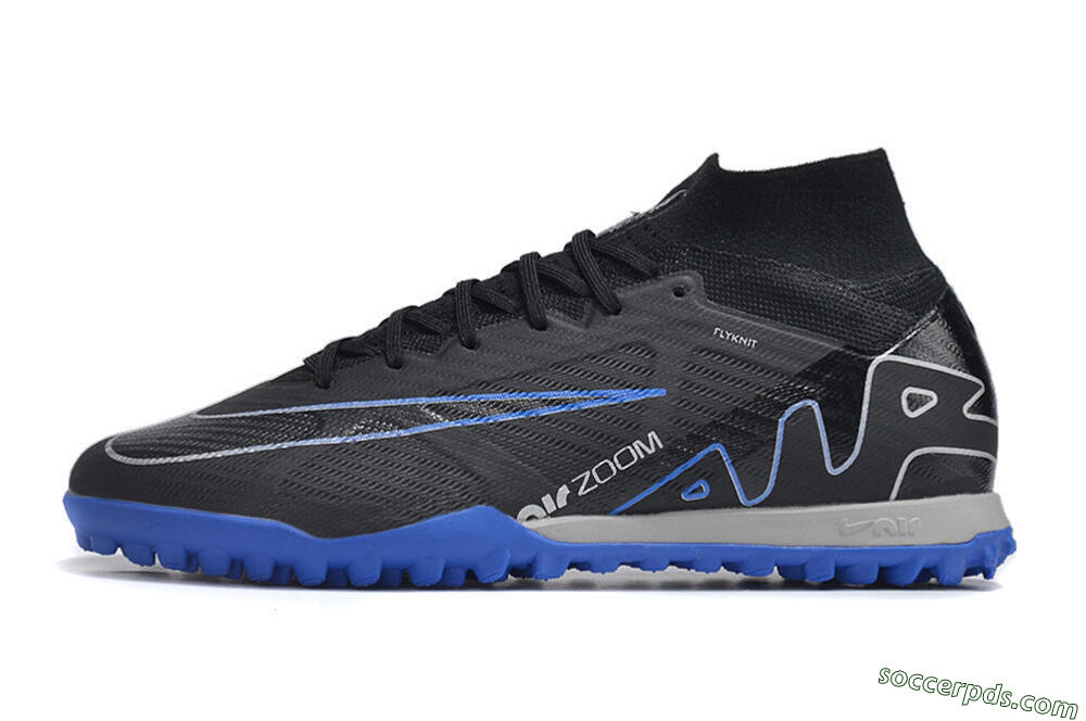 Nike Air Zoom Mercurial Superfly 9 Elite TF High-Tops Football Shoes - Black/White/Blue 2
