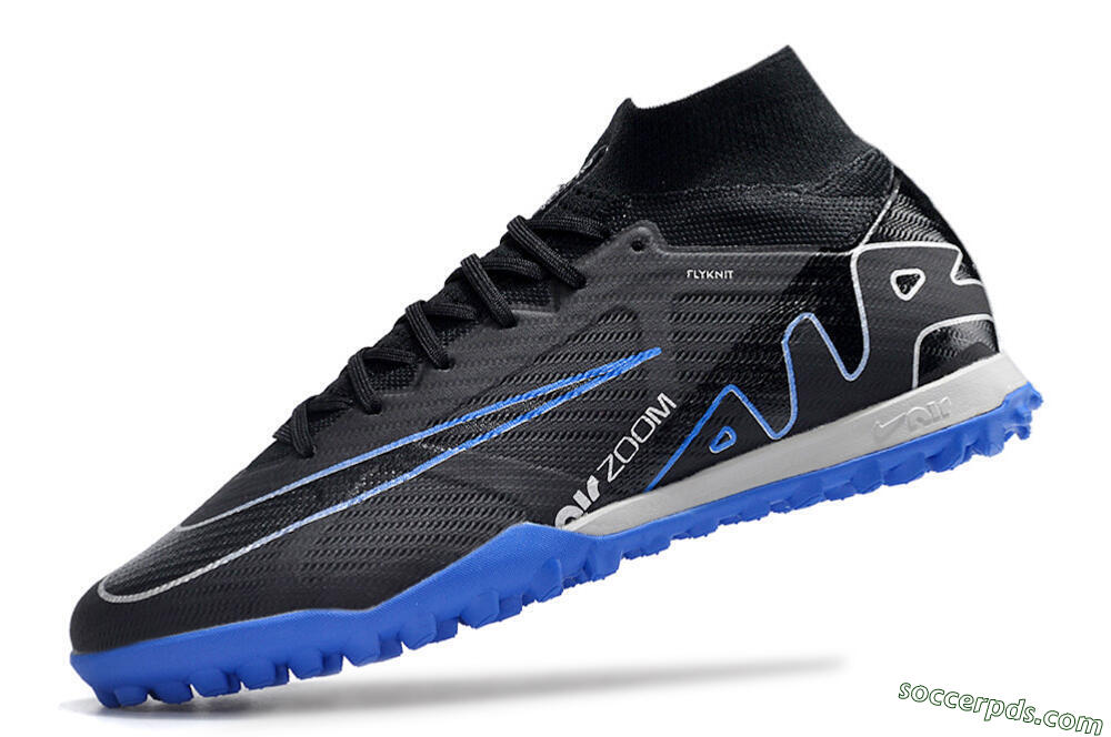 Nike Air Zoom Mercurial Superfly 9 Elite TF High-Tops Football Shoes - Black/White/Blue 5
