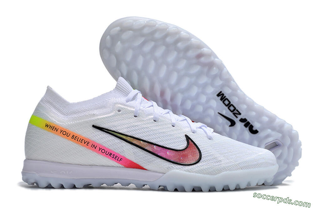 Nike Air Zoom Mercurial Vapor 15 Elite TF Low-Tops Football Shoes - White/Black/Pink 1