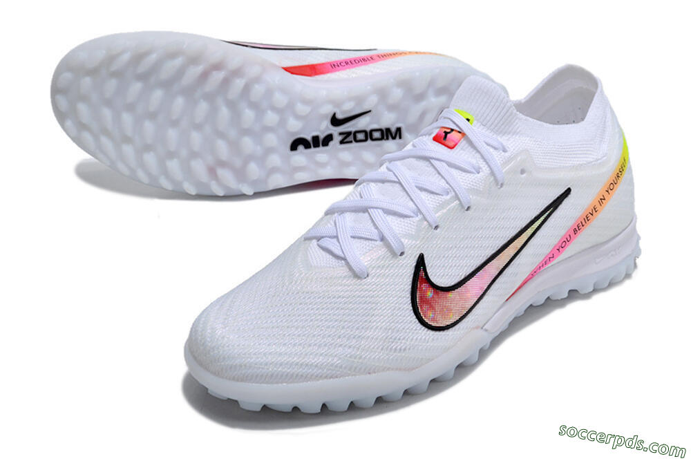 Nike Air Zoom Mercurial Vapor 15 Elite TF Low-Tops Football Shoes - White/Black/Pink 3