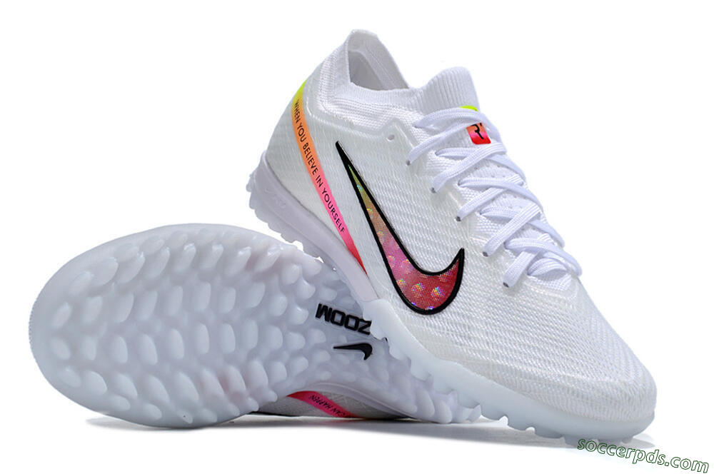 Nike Air Zoom Mercurial Vapor 15 Elite TF Low-Tops Football Shoes - White/Black/Pink 0