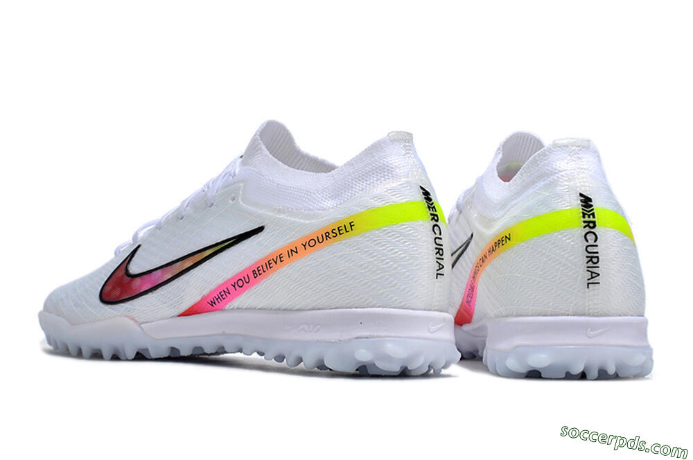 Nike Air Zoom Mercurial Vapor 15 Elite TF Low-Tops Football Shoes - White/Black/Pink 4