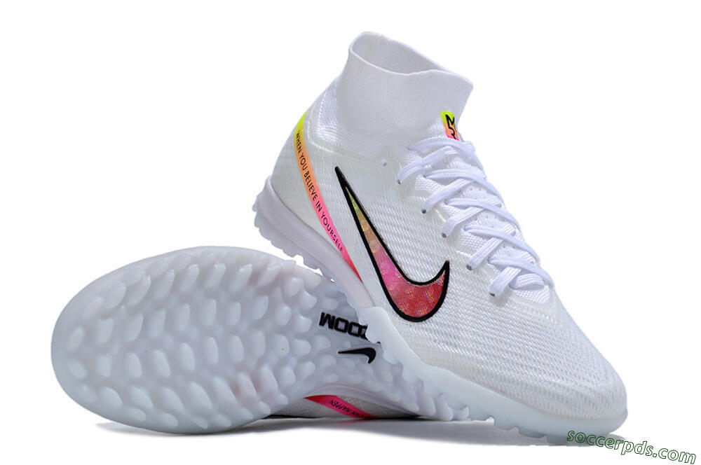 Nike Air Zoom Mercurial Superfly 9 Elite TF High-Tops Football Shoes - White/Black/Pink 0