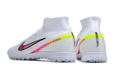 Nike Air Zoom Mercurial Superfly 9 Elite TF High-Tops Football Shoes - White/Black/Pink