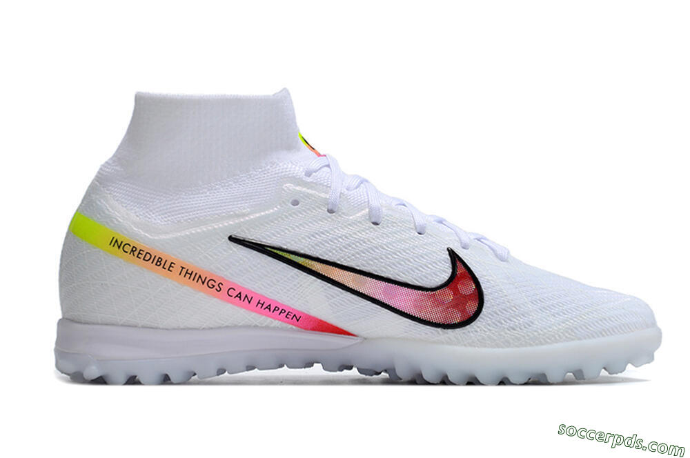 Nike Air Zoom Mercurial Superfly 9 Elite TF High-Tops Football Shoes - White/Black/Pink 5