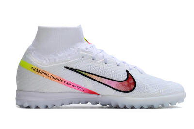 Nike Air Zoom Mercurial Superfly 9 Elite TF High-Tops Football Shoes - White/Black/Pink