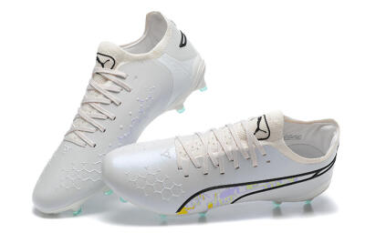 Puma King Ultimate Icon FG Low-Tops Football Boots - White/Black/Green