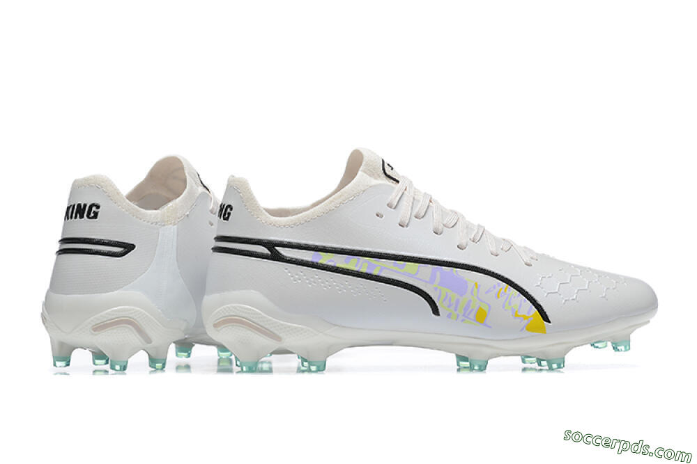 Puma King Ultimate Icon FG Low-Tops Football Boots - White/Black/Green 6