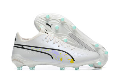 Puma King Ultimate Icon FG Low-Tops Football Boots - White/Black/Green