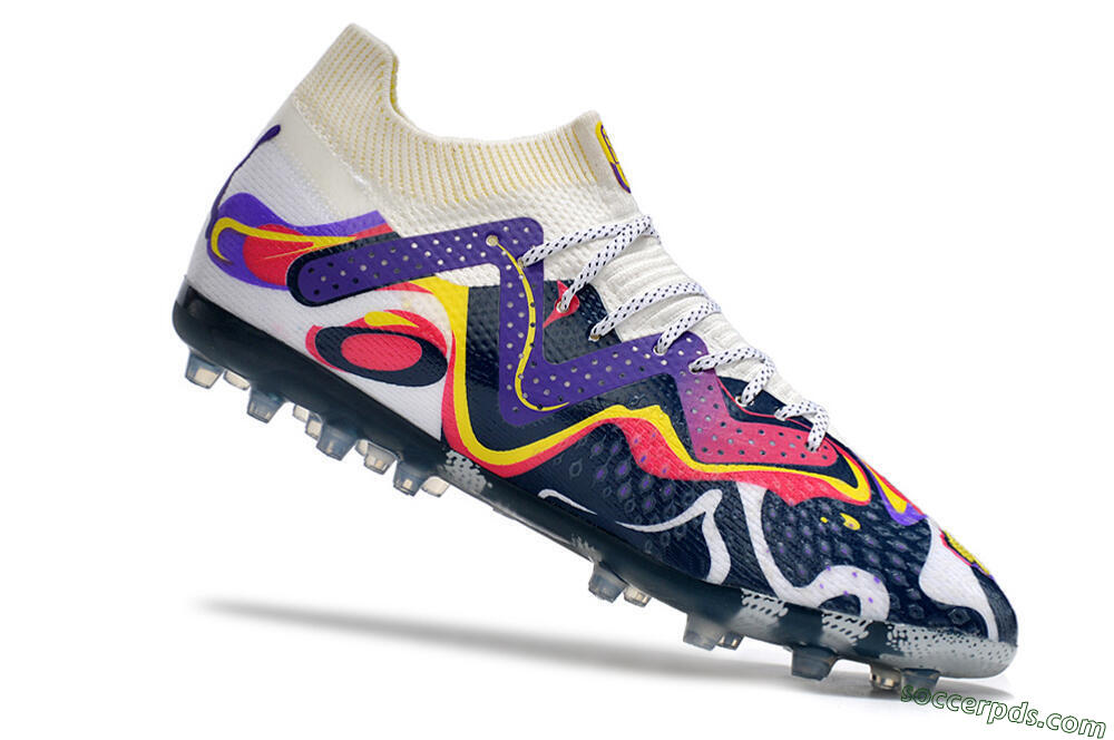 Puma Future Ultimate NJR MG Low-Tops Football Boots - White/Purple/Yellow 4