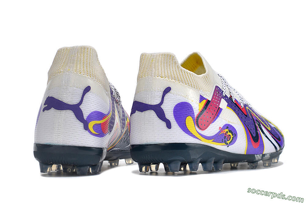 Puma Future Ultimate NJR MG Low-Tops Football Boots - White/Purple/Yellow 6