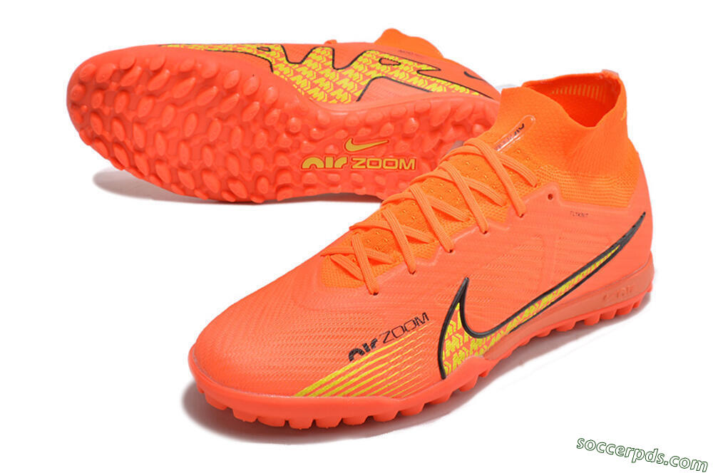 Nike Air Zoom Mercurial Superfly 9 Elite TF High-Tops Football Shoes - Red/Yellow 3
