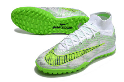 Nike Air Zoom Mercurial Superfly 9 Elite TF High-Tops Football Shoes - Green/White/Silver
