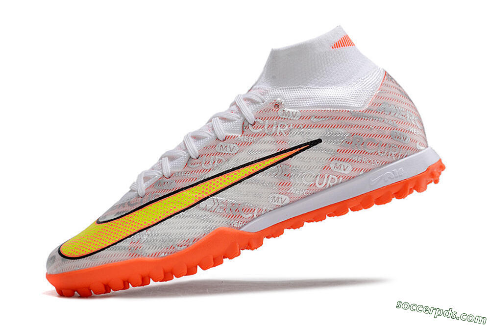 Nike Air Zoom Mercurial Superfly 9 Elite TF High-Tops Football Shoes - Orange/White/Silver 5