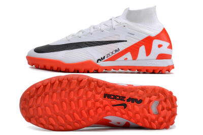 Nike Mercurial Superfly 9 Elite TF High-Tops Football Shoes - White/Black/Red