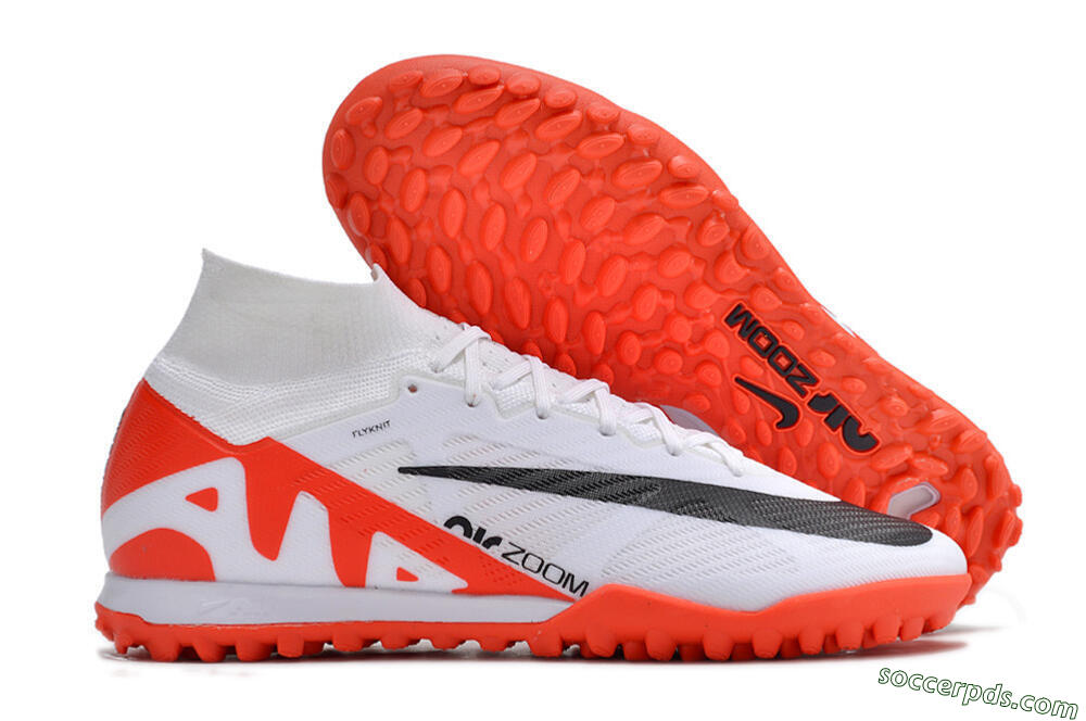 Nike Mercurial Superfly 9 Elite TF High-Tops Football Shoes - White/Black/Red 1