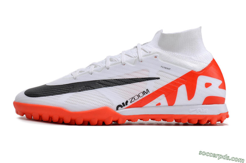 Nike Mercurial Superfly 9 Elite TF High-Tops Football Shoes - White/Black/Red 2