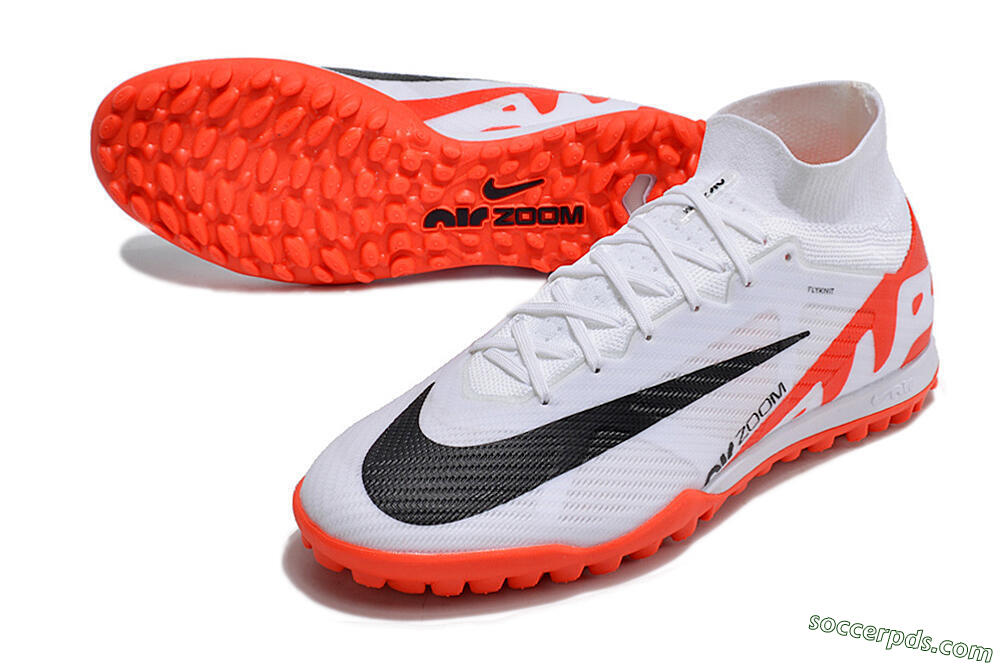 Nike Mercurial Superfly 9 Elite TF High-Tops Football Shoes - White/Black/Red 3