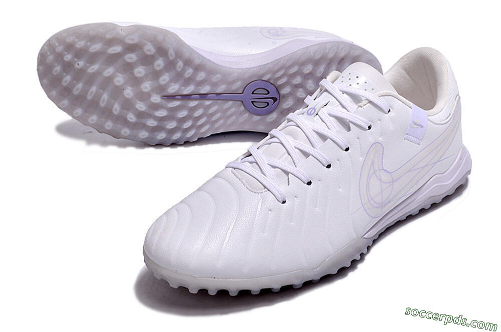 Nike Tiempo Legend 10 TF Low-Tops Football Shoes - White/Blue 3