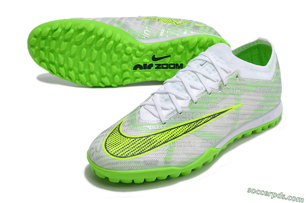 Nike Air Zoom Mercurial Vapor 15 Elite TF Low-Tops Football Shoes - Green/White/Silver 3