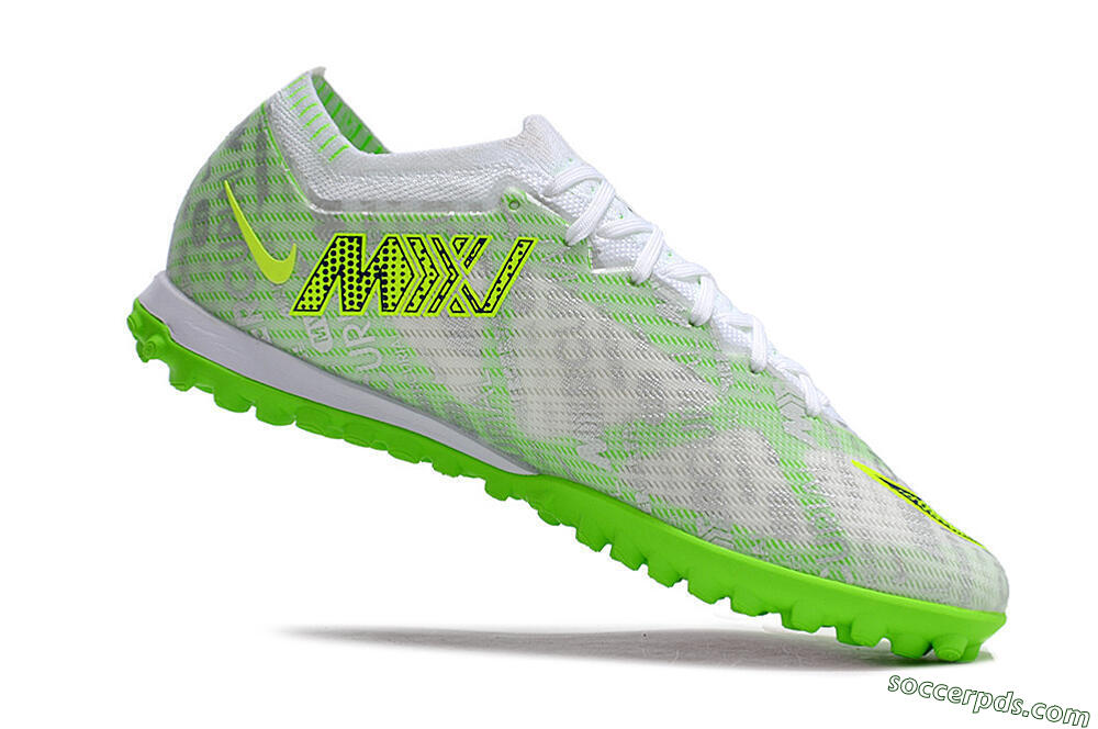 Nike Air Zoom Mercurial Vapor 15 Elite TF Low-Tops Football Shoes - Green/White/Silver 4