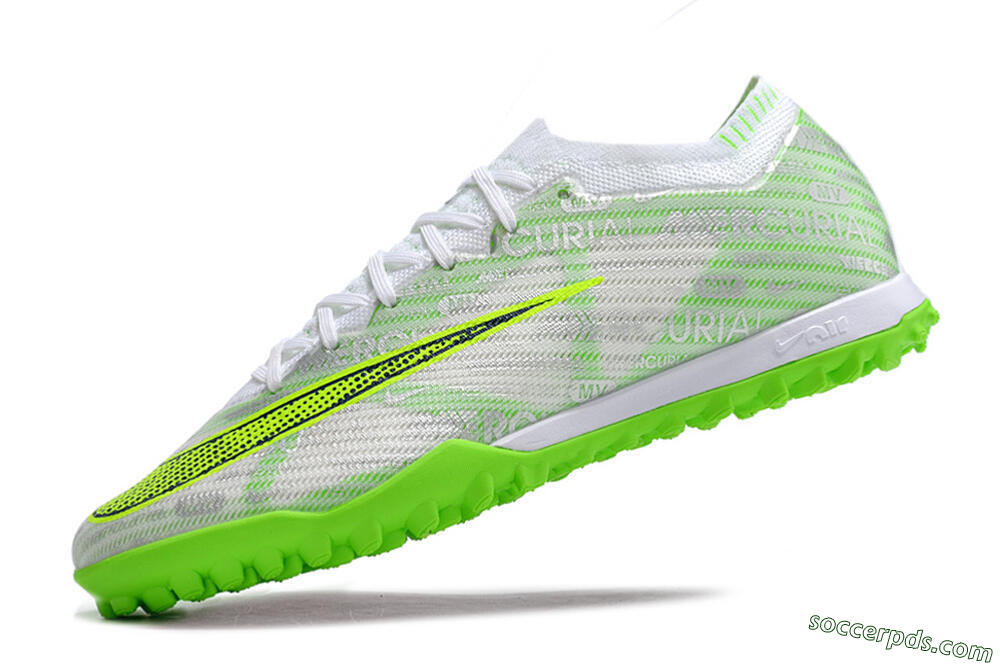 Nike Air Zoom Mercurial Vapor 15 Elite TF Low-Tops Football Shoes - Green/White/Silver 5