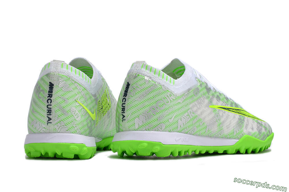 Nike Air Zoom Mercurial Vapor 15 Elite TF Low-Tops Football Shoes - Green/White/Silver 6