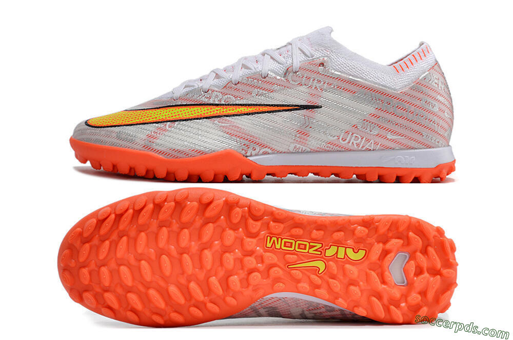 Nike Air Zoom Mercurial Vapor 15 Elite TF Low-Tops Football Shoes - Orange/White/Silver 0