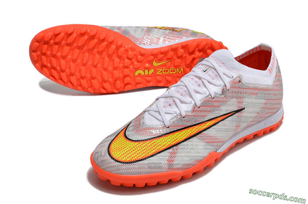 Nike Air Zoom Mercurial Vapor 15 Elite TF Low-Tops Football Shoes - Orange/White/Silver 3