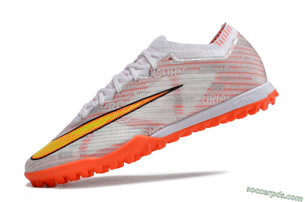 Nike Air Zoom Mercurial Vapor 15 Elite TF Low-Tops Football Shoes - Orange/White/Silver 5