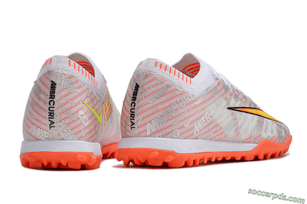 Nike Air Zoom Mercurial Vapor 15 Elite TF Low-Tops Football Shoes - Orange/White/Silver 6