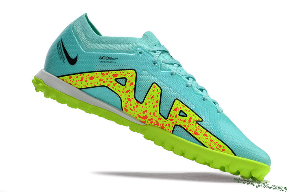 Nike Air Zoom Mercurial Vapor 15 Elite TF Low-Tops Football Shoes - Blue/Green 4
