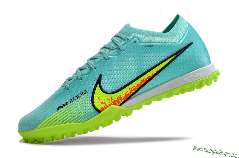 Nike Air Zoom Mercurial Vapor 15 Elite TF Low-Tops Football Shoes - Blue/Green 5