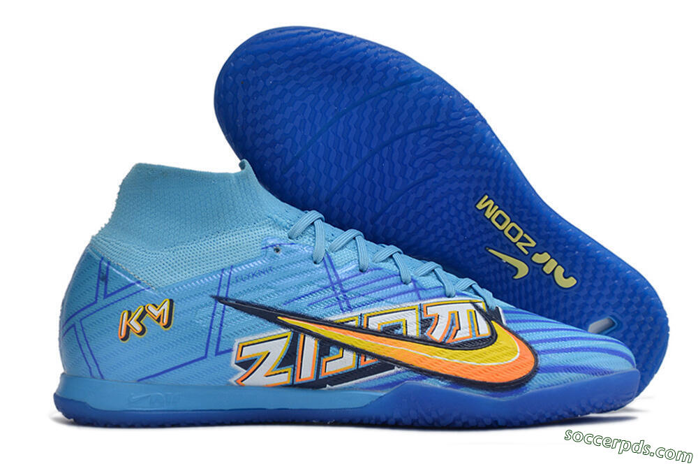 Nike Air Zoom Mercurial Superfly 9 Elite IC High-Tops Football Shoes - Blue/Yellow/Black 1