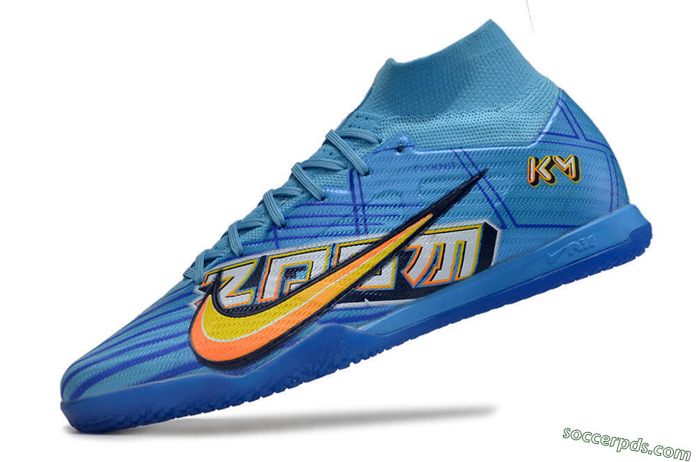 Nike Air Zoom Mercurial Superfly 9 Elite IC High-Tops Football Shoes - Blue/Yellow/Black 5