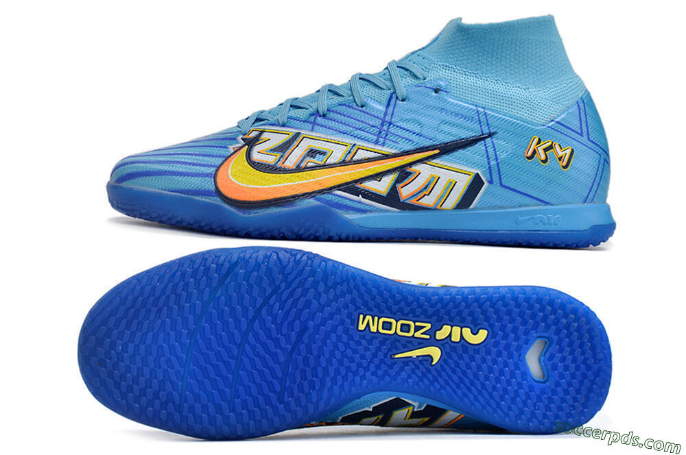 Nike Air Zoom Mercurial Superfly 9 Elite IC High-Tops Football Shoes - Blue/Yellow/Black 0