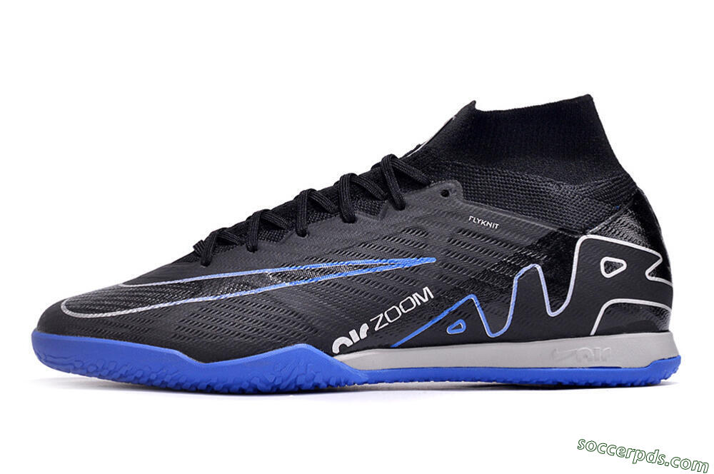 Nike Air Zoom Mercurial Superfly 9 Elite IC High-Tops Football Shoes - Black/Blue/White 2