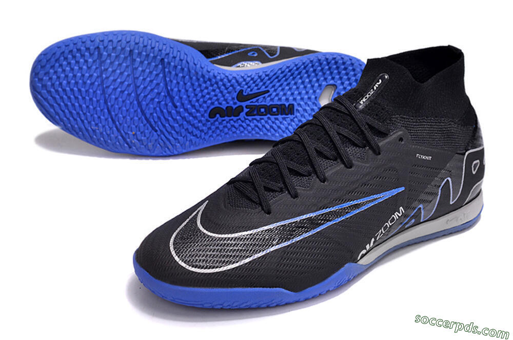 Nike Air Zoom Mercurial Superfly 9 Elite IC High-Tops Football Shoes - Black/Blue/White 3