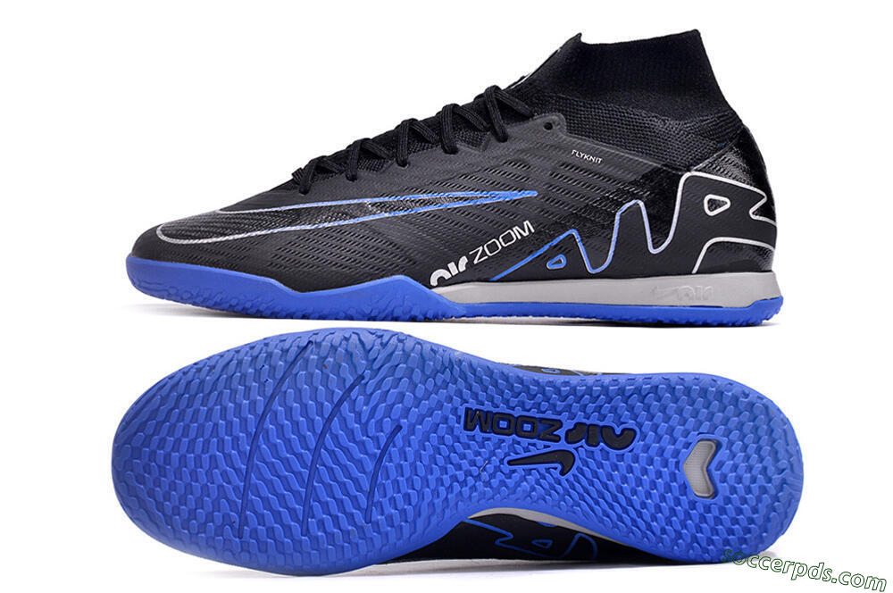 Nike Air Zoom Mercurial Superfly 9 Elite IC High-Tops Football Shoes - Black/Blue/White 0