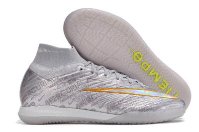 Nike Air Zoom Mercurial Superfly 9 Elite IC High-Tops Football Shoes - Silver/Gold/Yellow