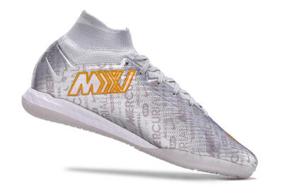 Nike Air Zoom Mercurial Superfly 9 Elite IC High-Tops Football Shoes - Silver/Gold/Yellow