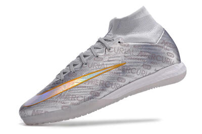 Nike Air Zoom Mercurial Superfly 9 Elite IC High-Tops Football Shoes - Silver/Gold/Yellow