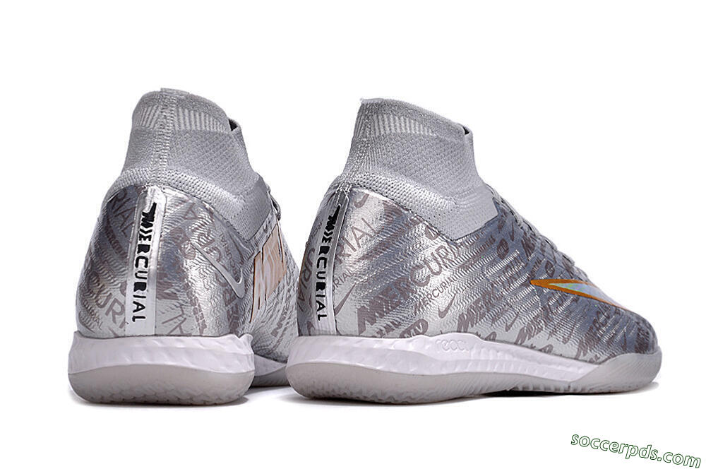 Nike Air Zoom Mercurial Superfly 9 Elite IC High-Tops Football Shoes - Silver/Gold/Yellow 6