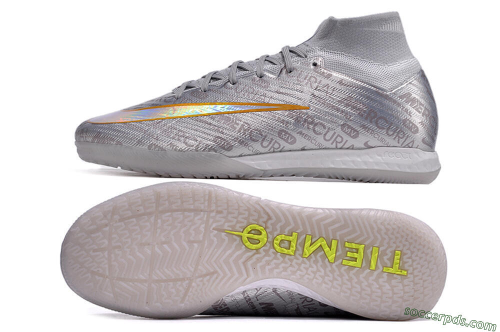 Nike Air Zoom Mercurial Superfly 9 Elite IC High-Tops Football Shoes - Silver/Gold/Yellow 0